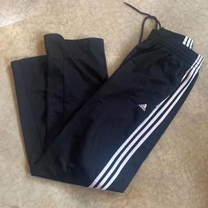 Adidas Classic 3 Stripe Wide Leg Black White Sweatpants XL